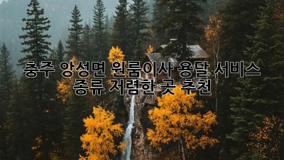 충주 앙성면 원룸이사 용달 서비스 종류: 저렴한 곳 추천! ✨